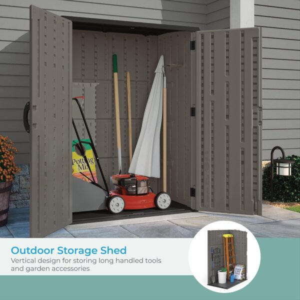 Suncast 54 cu. ft Resin Vertical Lockable Storage Shed, Stoney, BMS5700SB